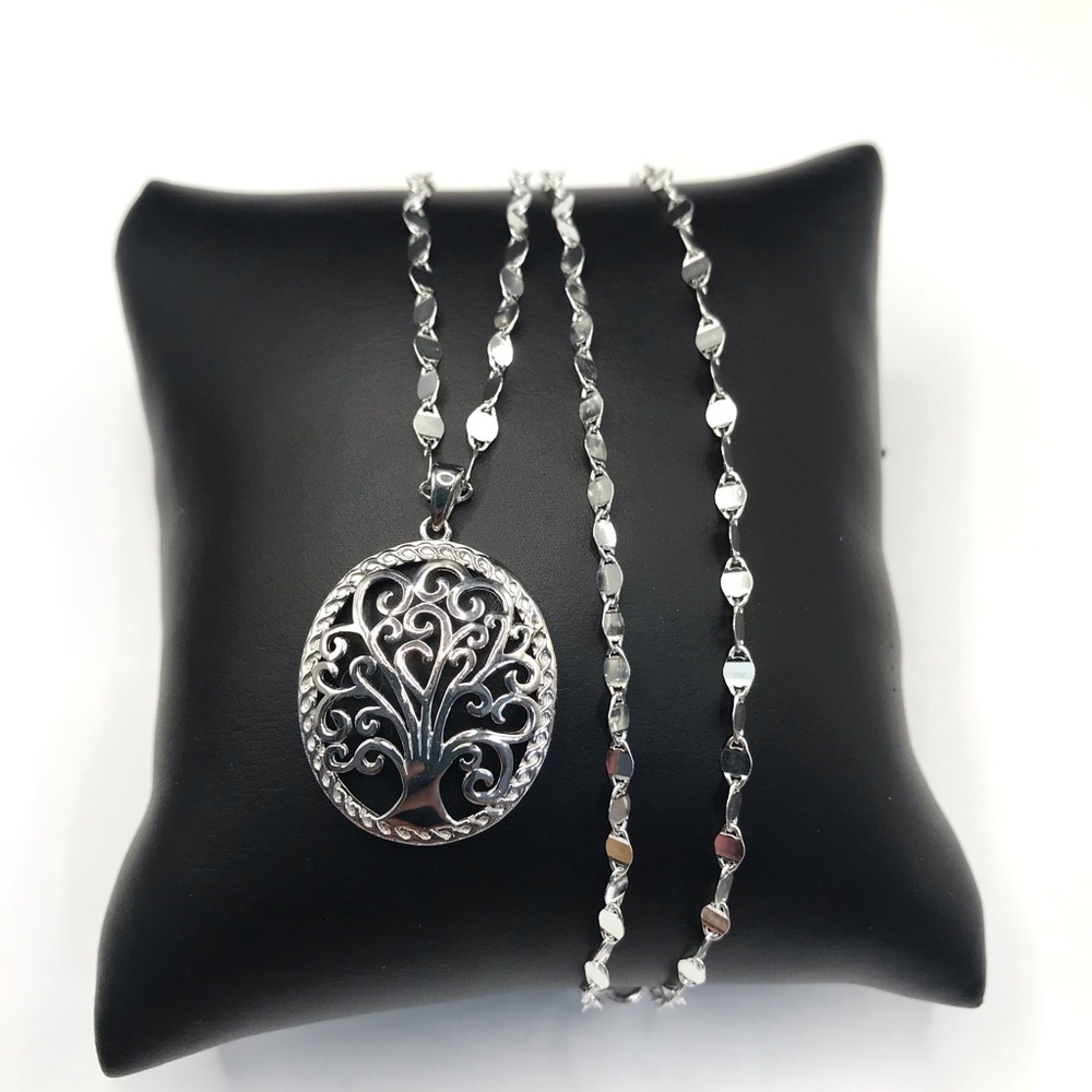 925 Sterling Silver Tree of Life Pendant Necklace 18”